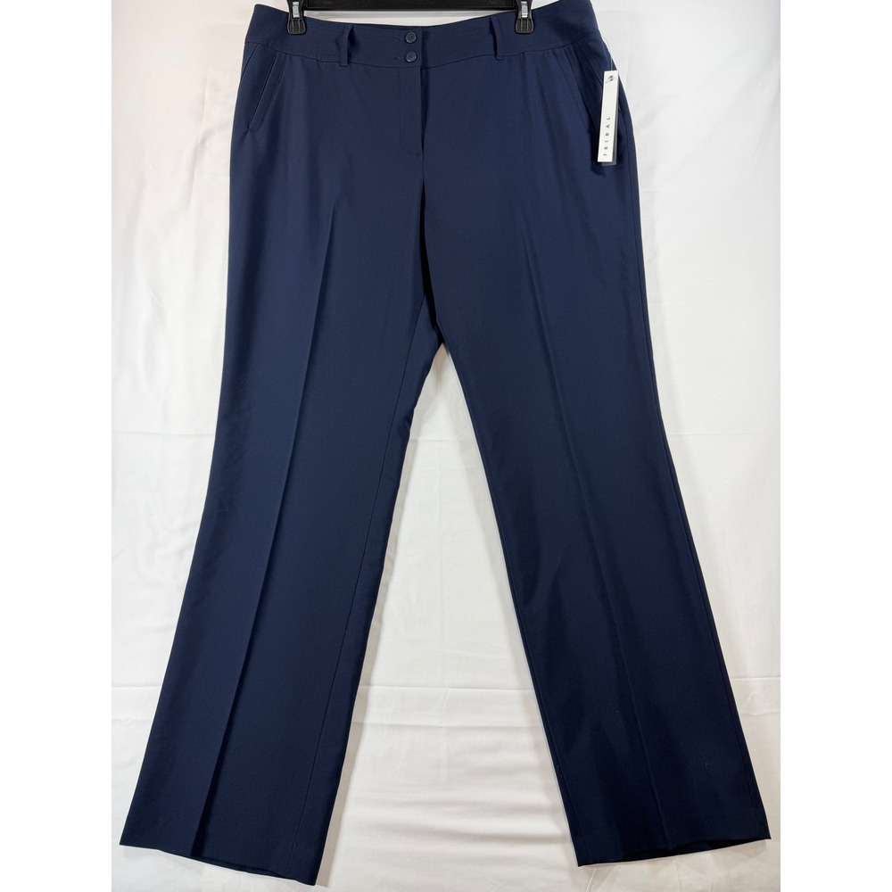Tribal Favorite Fit Dress Pants 16 Eclipse Blue Navy Straight Leg Office NEW